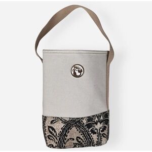 Spartina Double Wine Caddy Bag Tote Paisley Daufuski Island SC Linen Black Beige
